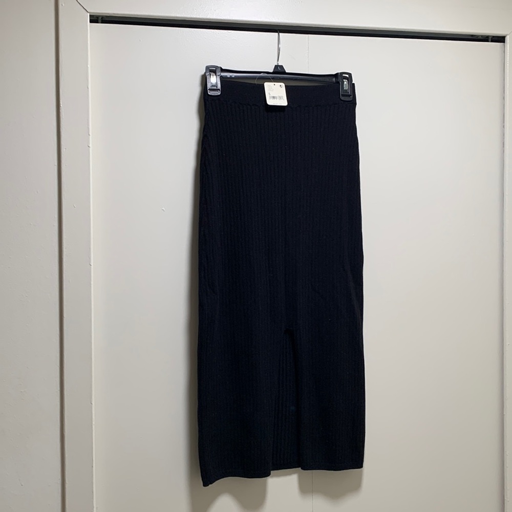 NWT Free People Skyline Midi Skirt Small Black